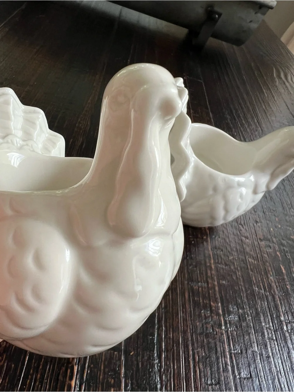 Yankee Candle Co Set of 2 White Ceramic Turkey Candle Holders